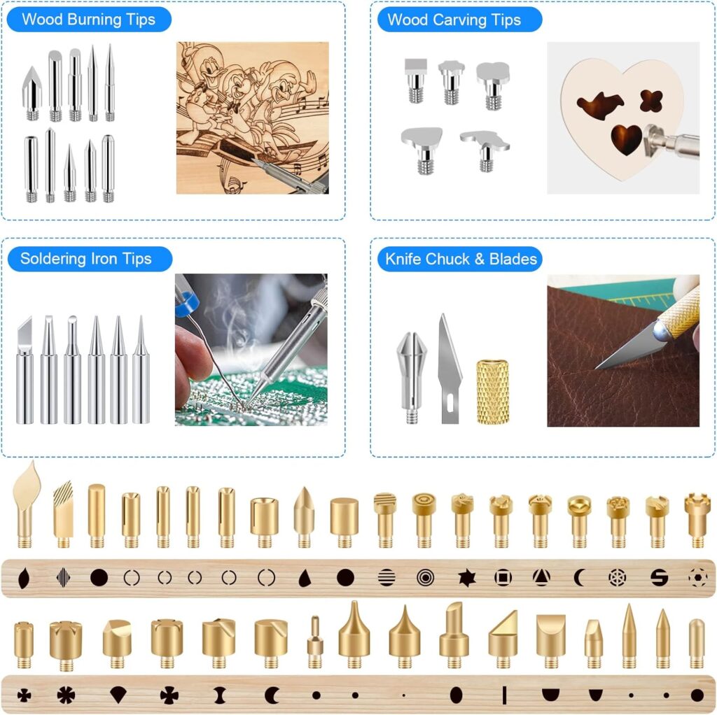 116pcs Wood Burning Kit, Professional Wood Burning Tool with Soldering, DIY Creative Tools Adjustable Temperature 220~480℃ Wood Burner Soldering Pen for Embossing/Carving/Soldering  Pyrography