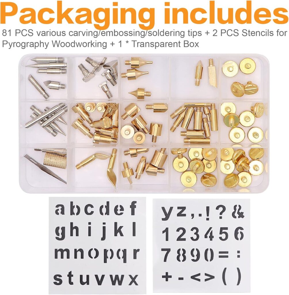 82 PCS Wood Burning Accessories for Pyrography Pen Wood Embossing Carving DIY Crafts