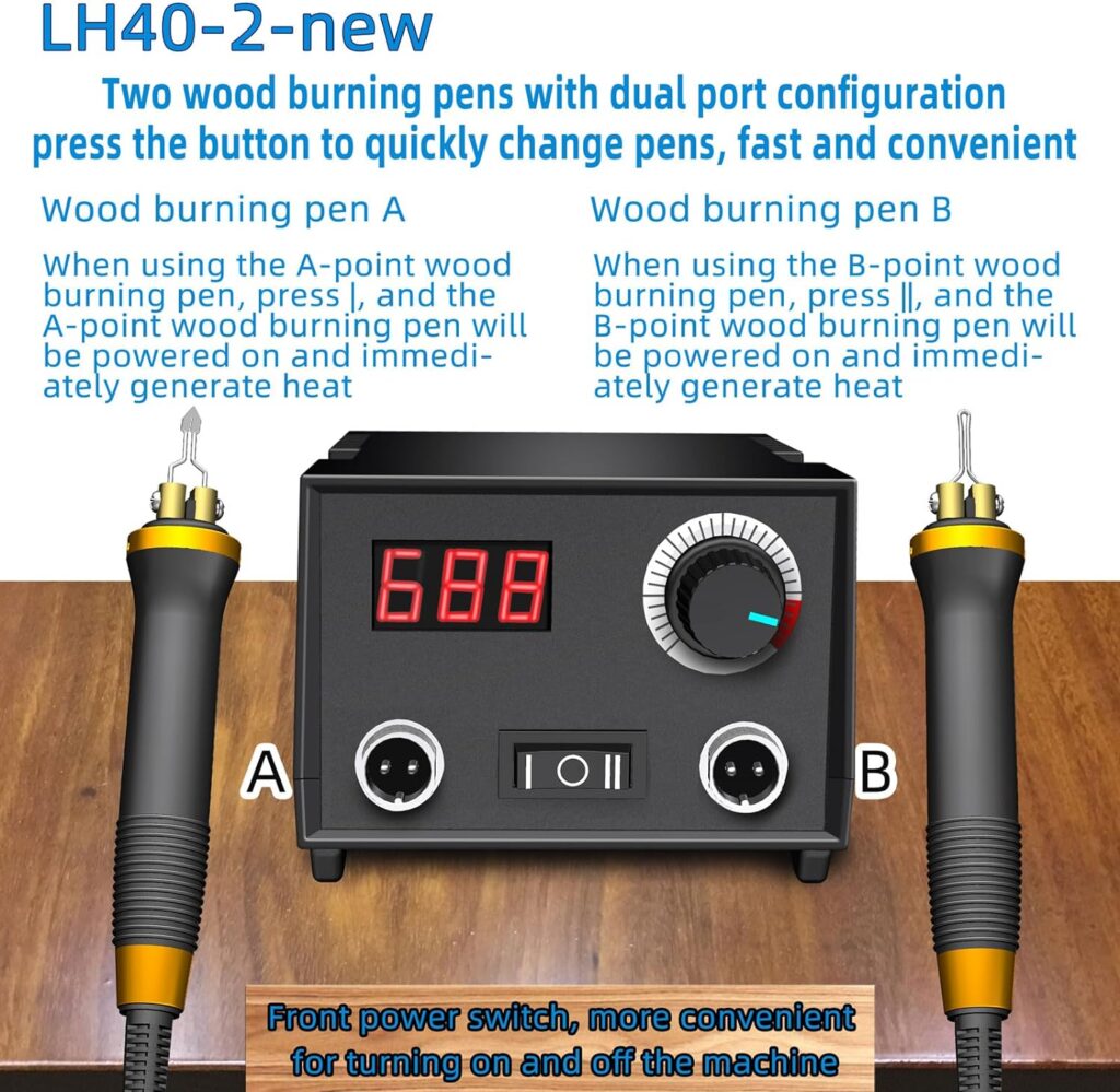 FIRElood Wood Burning Tool, Wood Burner kit Pen 25~750℃, Wood Burning kit with Digital Thermometer Temperature Adjustable Temperature, 2 pyrographic Wood Burning pens, 23 Wood Burning Pen Tips