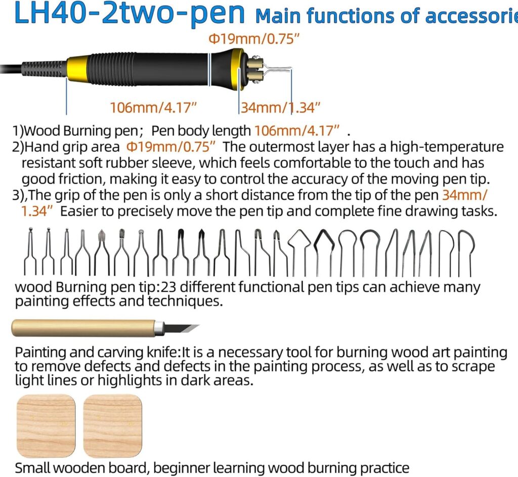 FIRElood Wood Burning Tool,Wood Burning kit Pen 25~750℃,Professional Wood Burning kit,with Digital Thermometer Temperature Adjustable Temperature,1 Wood Burning pens, 30 Wood Burning Pen Tips