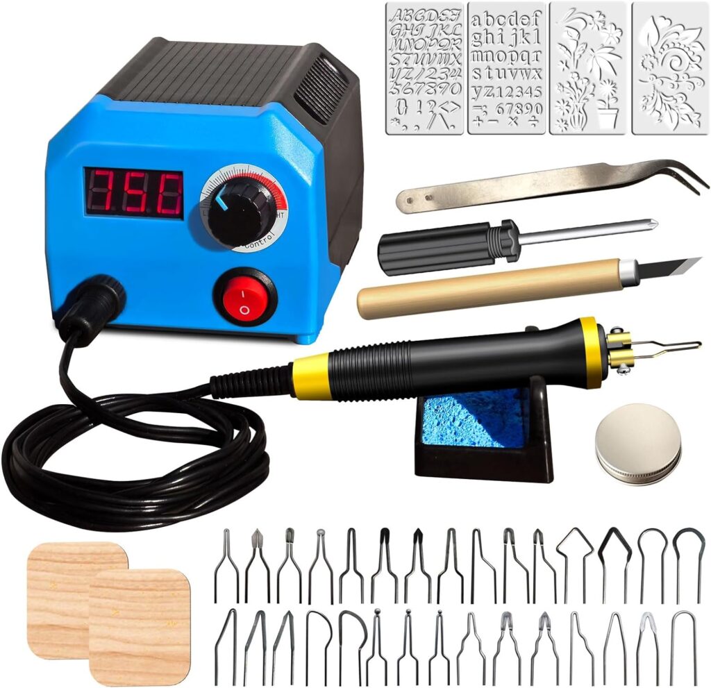 LH55-1 wood burning kit,wood burning tool,digitally adjustable temperature wood burner kit,professional wood burner tool kit for adults beginners craft,pyrography pen (LH55-A pen)