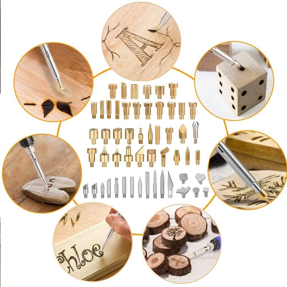 OUXi Wood Burning Kit, 110Pcs Pyrography Wood Burner Pen with Adjustable Temperature 200-480℃ Switch, Wood Burner Tool for Embossing, Carving, Engraving, Soldering Tips, Color Pencils, Carrying Case