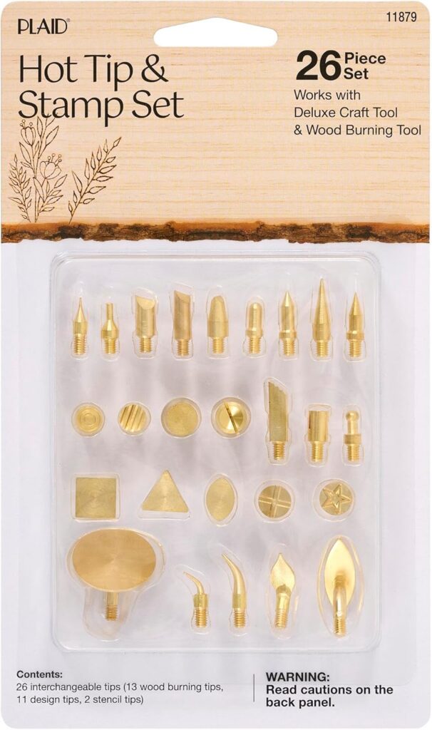 Plaid Wood Burning Tool Tip Set, Set of 26, Gold