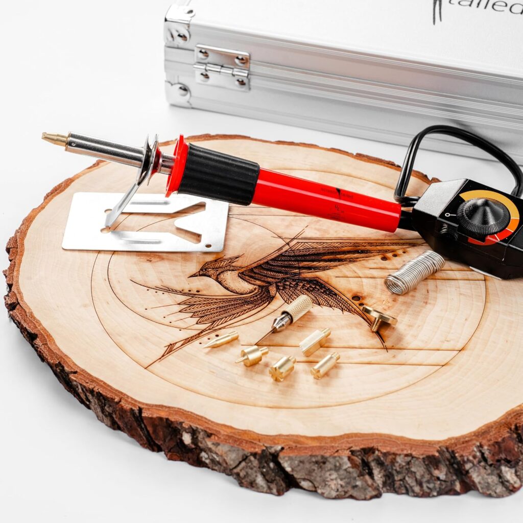 Premium Wood Burning Kit 42PCS | 36Tips, Adjustable Temperature Pen With Safety Stand, Metal StencilPliers.Free Deluxe Case  How To. Complete Gift For An Effortlessly Mastering The Art Of Pyrography