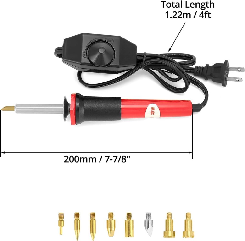 QWORK Creative Woodburning Tool with Variable Temperature Control, 9 Points Included, Comfort Grip, Stand, Professional Woodburning Kit for Crafts and Art Projects