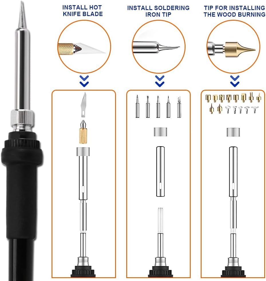 Wood Burning Kit 100W, Pyrography Machine with 2 Pyrography Pens and 33 PCS Wire Tips, Adjustable Temperature 0-750°C, Professional Woodburning Burner Station for Wood Leather Pumpkin