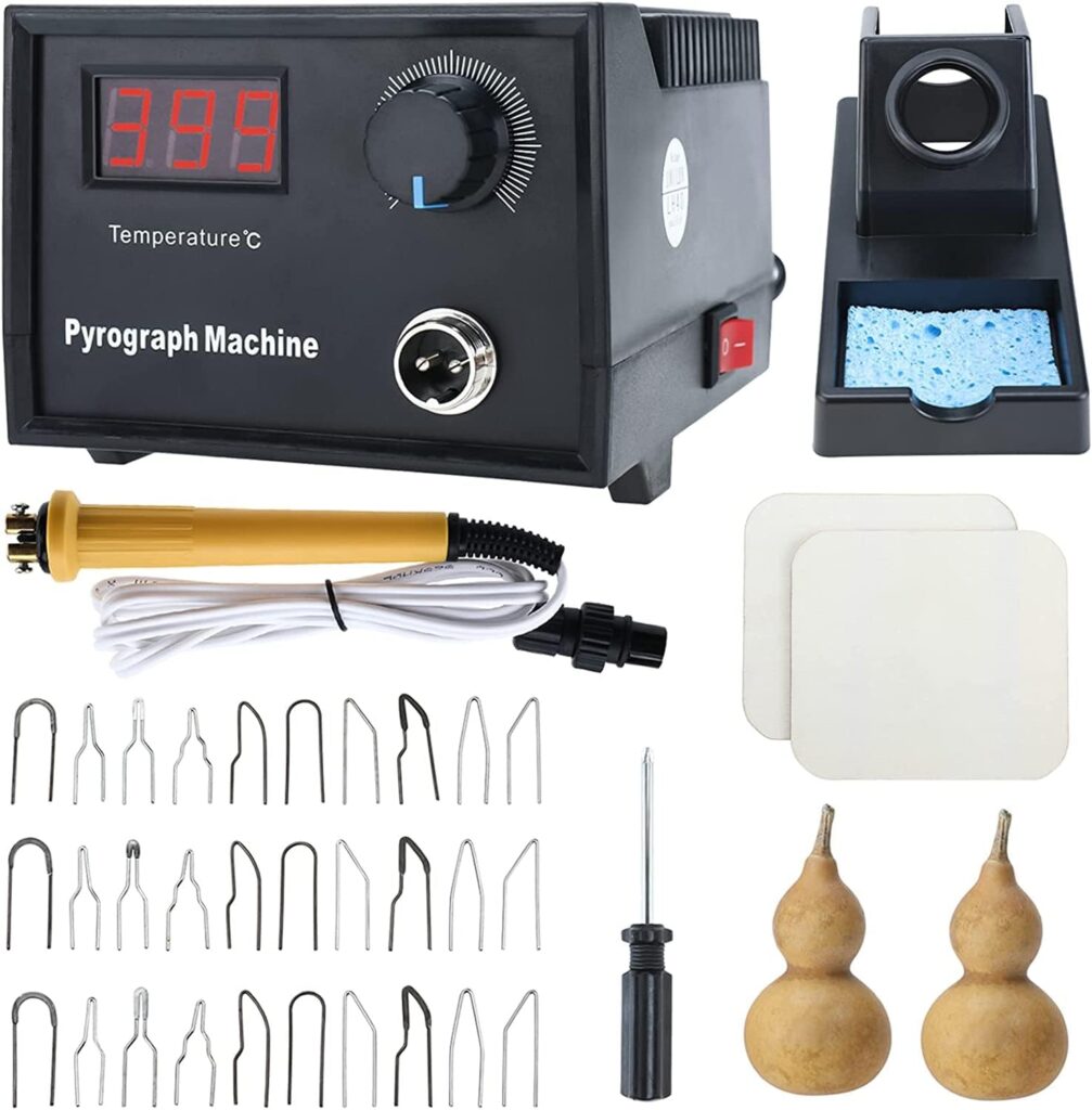 Wood Burning Kit, Wood Burning Tool, Temperature Adjustable Pyrography Machine, Upgraded 60W Digital Wood Burner Tool with 30PCS Wire Tips for Adults and Beginners