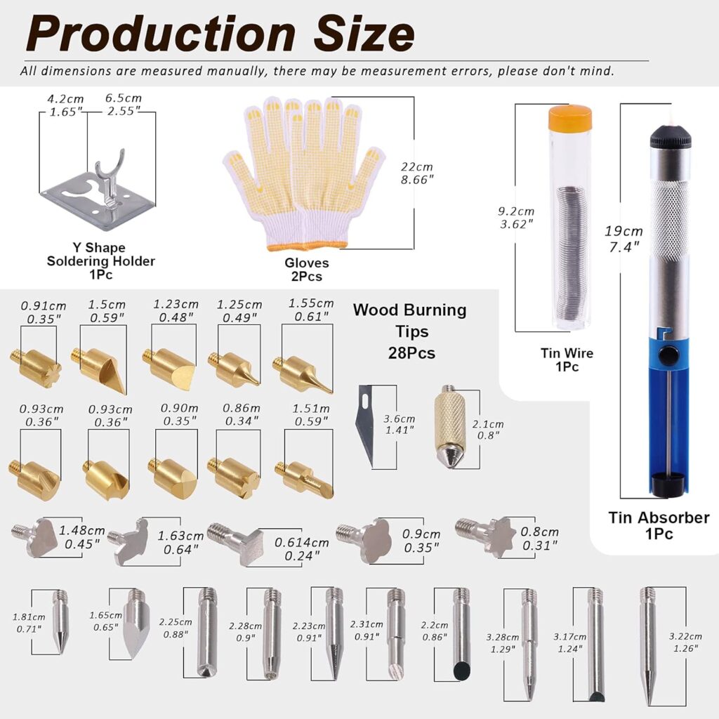 172Pcs Wood Burning Kit, Professional Adjustable Temperature Pyrography Wood-Burning Pen with Soldering Iron Tips, Woodburning Tool Accessories for Embossing Carving Soldering