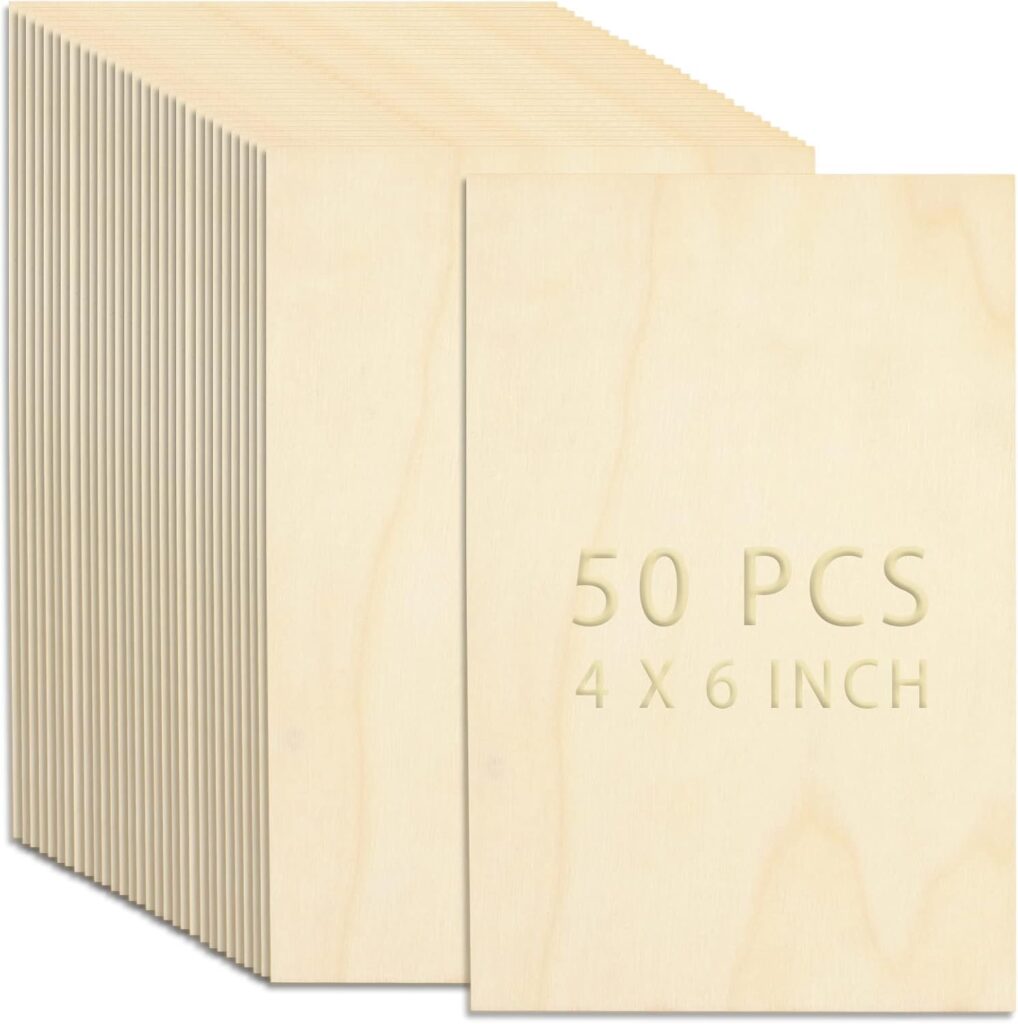 50 Pieces Unfinished Wood Pieces, Thin Wood Sheets Plywood Sheets Unfinished Basswood Sheets for Wooden DIY Ornaments, Painting, Drawing, Laser, Wood Engraving, Wood Burning(150x100x2mm)