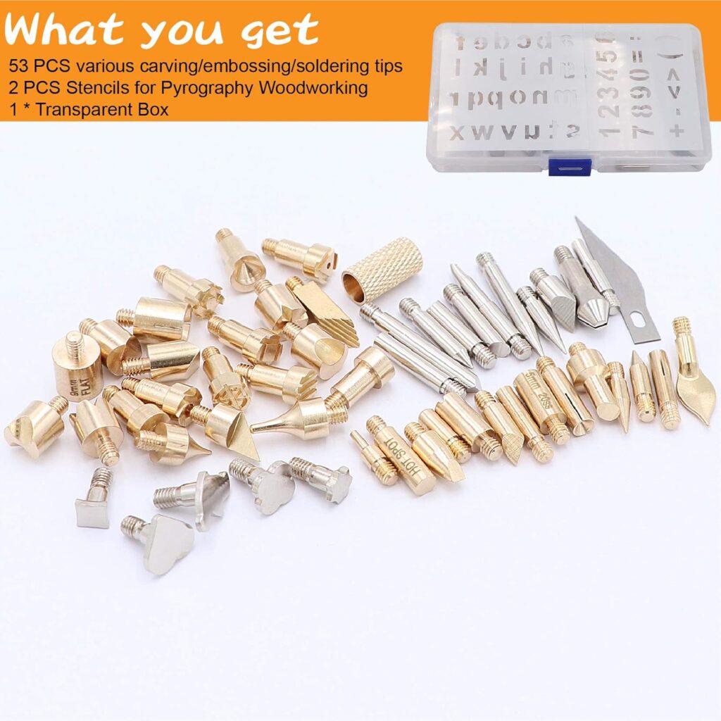 56 PCS Wood Burning Accessories for Pyrography Pen Wood Embossing Carving DIY Crafts