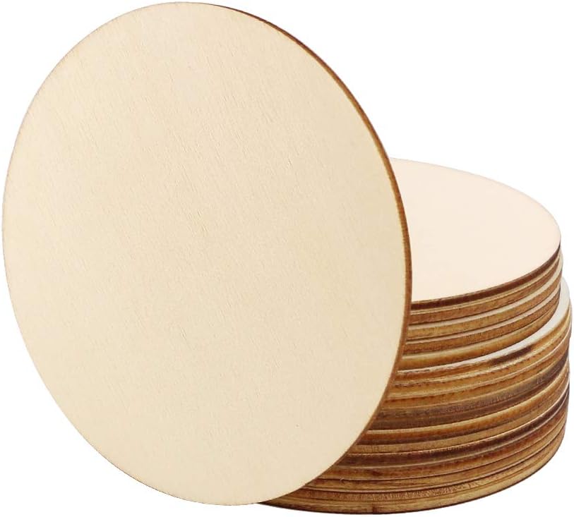 72 PCS 4 Inch Unfinished Wood Circles Pieces,Natural Blank Wood Round Slices Cutouts for Christmas,Pyrography,Painting,Staining,DIY Crafts and Home Decorations(10cm in Diameter)