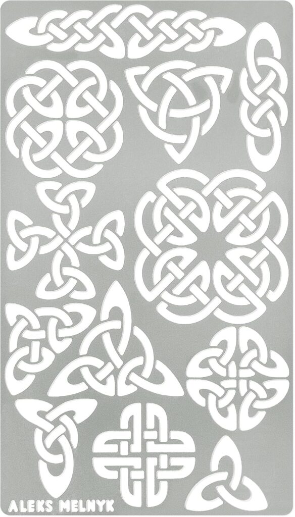 Aleks Melnyk No.32 Metal Journal Stencil, Pyrography Celtic Patterns, Wicca Stencil, Celtic Knot Stencil, Viking Stencil, Wood Burning Template, Wood Carving Stencil, Bullet Journaling