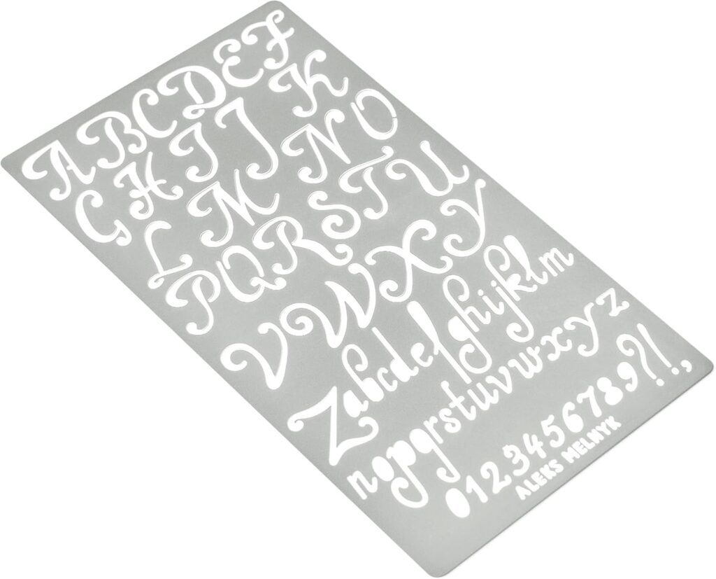 Aleks Melnyk No.34 Metal Stencils, Pyrography, Wood Burning kit 3 PCS Templates, Letters Stencils for Engraving Wood and Patterns, Alphabet and Number, Lettering, Letting, Bullet Journaling