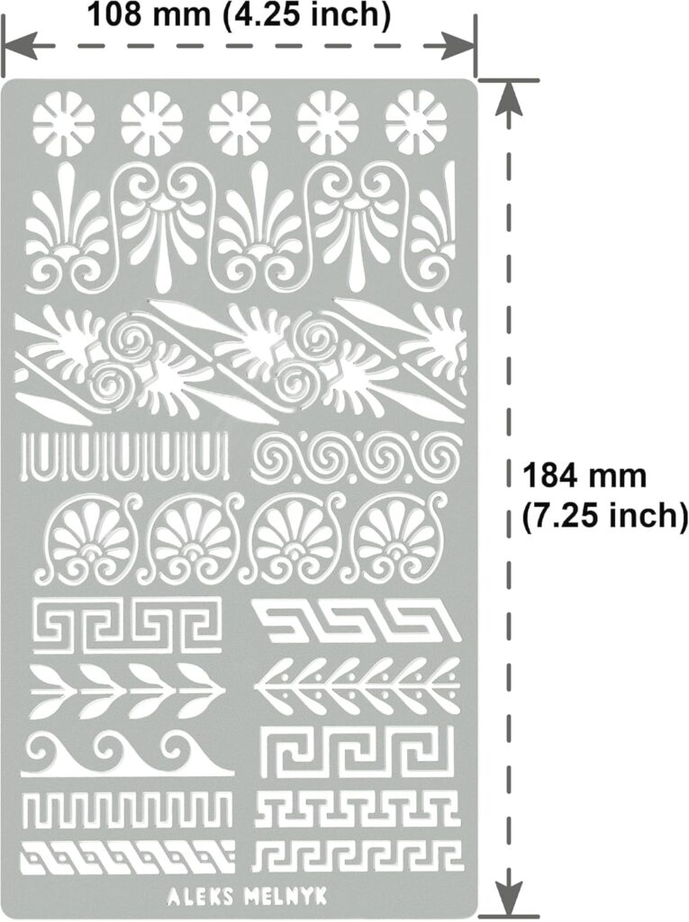 Aleks Melnyk No.36 Small Border Stencils for Bullet Journaling, Greek Key Stencils, Celtic Knot, Ornate Viking Stencils, Steel Journal Stencils, Metal Stencils for Engraving, Pyrography, Wood Burning