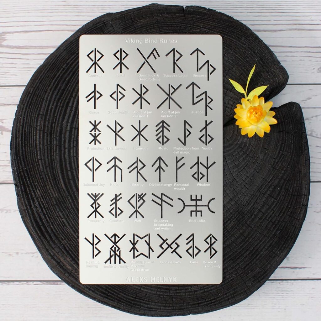 Aleks Melnyk No.412 Metal Stencil, Viking Bind Runes Generator, Bindrune, Ancient Alphabet, Sigil Magic Alphabet Stencil 1 PC, Letter Template for Wood Burning, Pyrography, Wicca Stencil, Bookmark