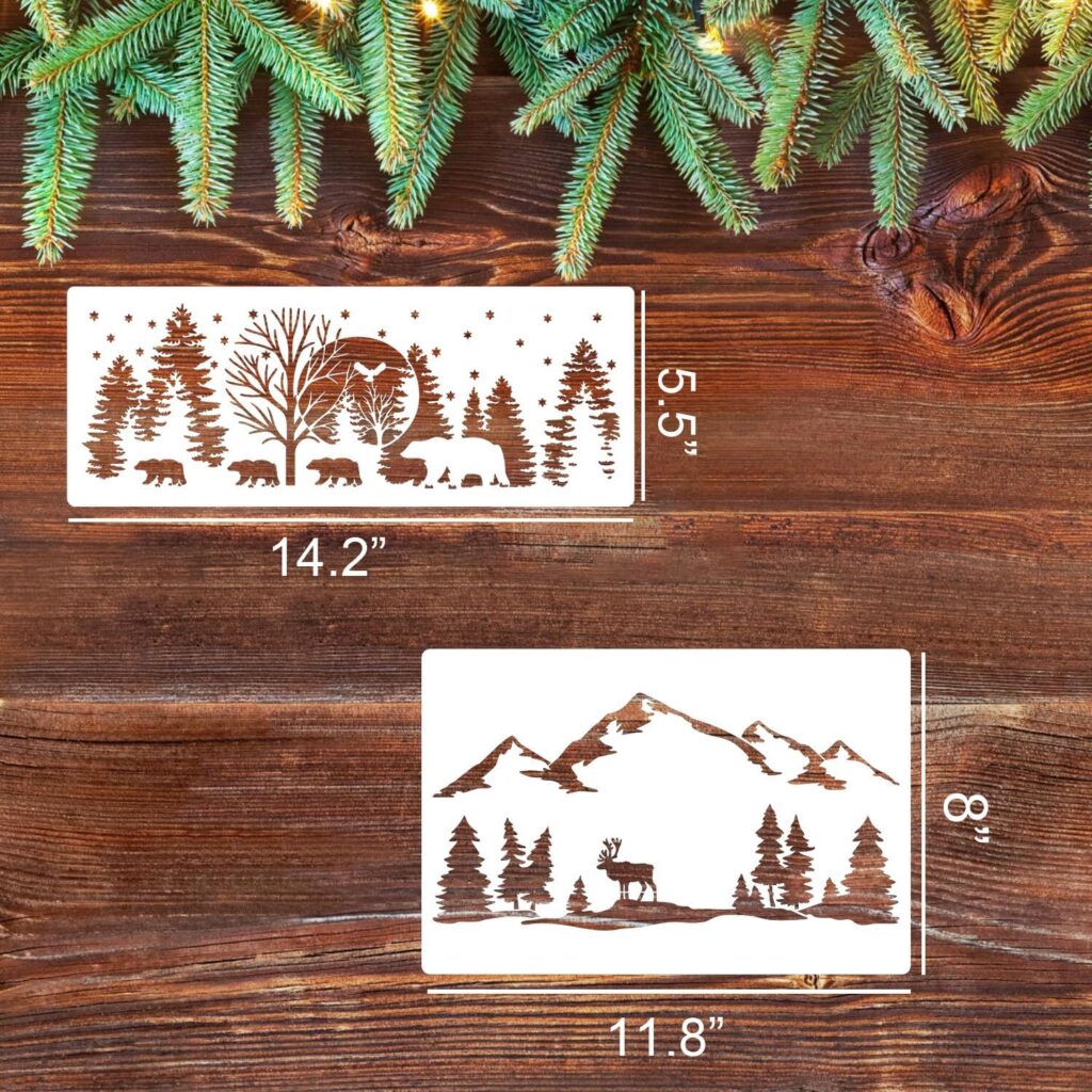 Pine Tree Stencils Tree Stencil Forest Stencil Wood Burning Stencils Patterns Reusable Drawing Templates for Painting on Wood Wall Fabric Furniture