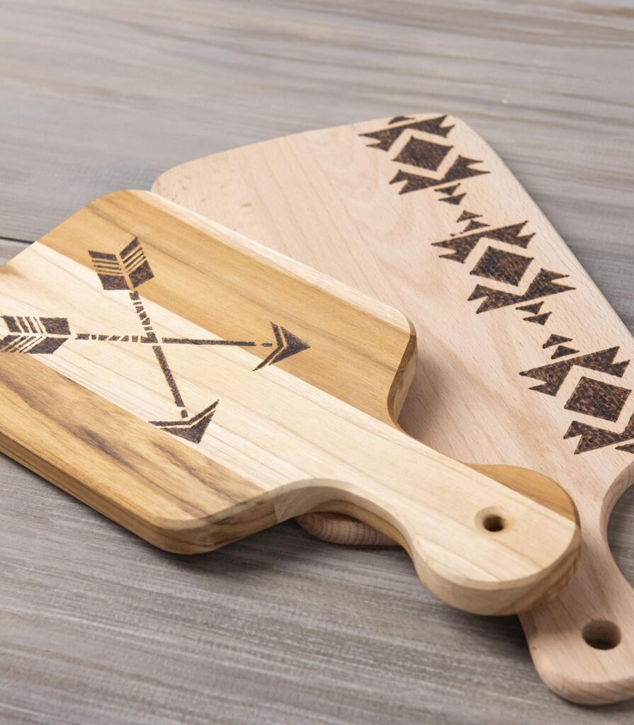 Plaid wood burning and stencil cutting tool,