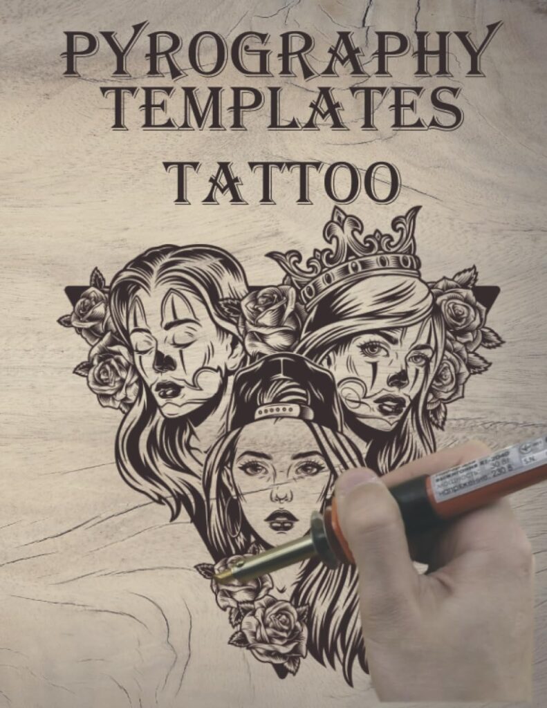 Pyrography Templates: Template book for branding motifs on the theme TATTOO     Paperback – December 13, 2021