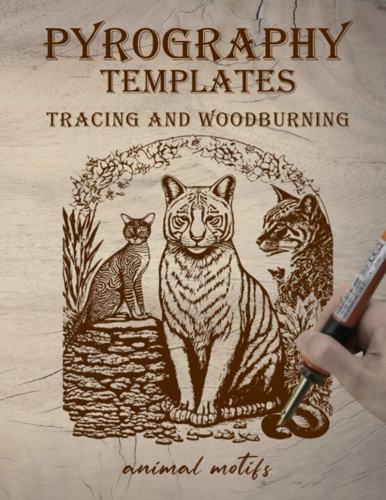 Pyrography Templates: Tracing and Woodburning, Animal Motifs for Pyrography     Paperback – Large Print, March 12, 2023