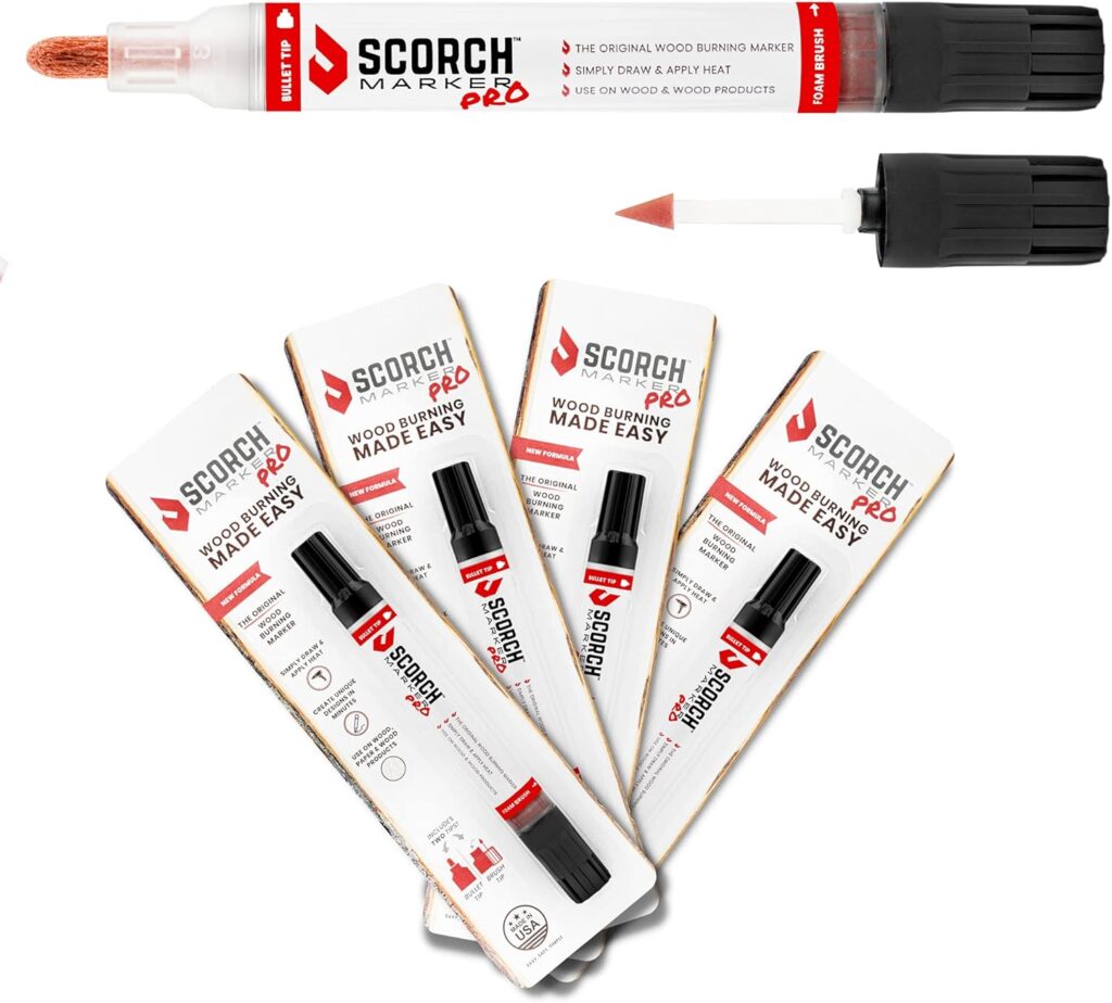 Scorch Marker - Woodburning Pen, Wood Engraver, Non Toxic Marker, with Foam Tip and Brush, Wood Burner Pen, for Do-it-Yourself, Art and Craft Kit, Pyrography, Wood Working, Wood Burning