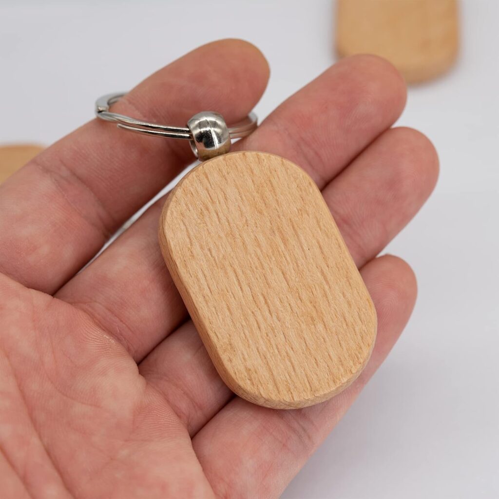 TFoRibbon Blank Wooden Key Tag Key Chain Rectangle Wood Engraving Blanks 20 Pack