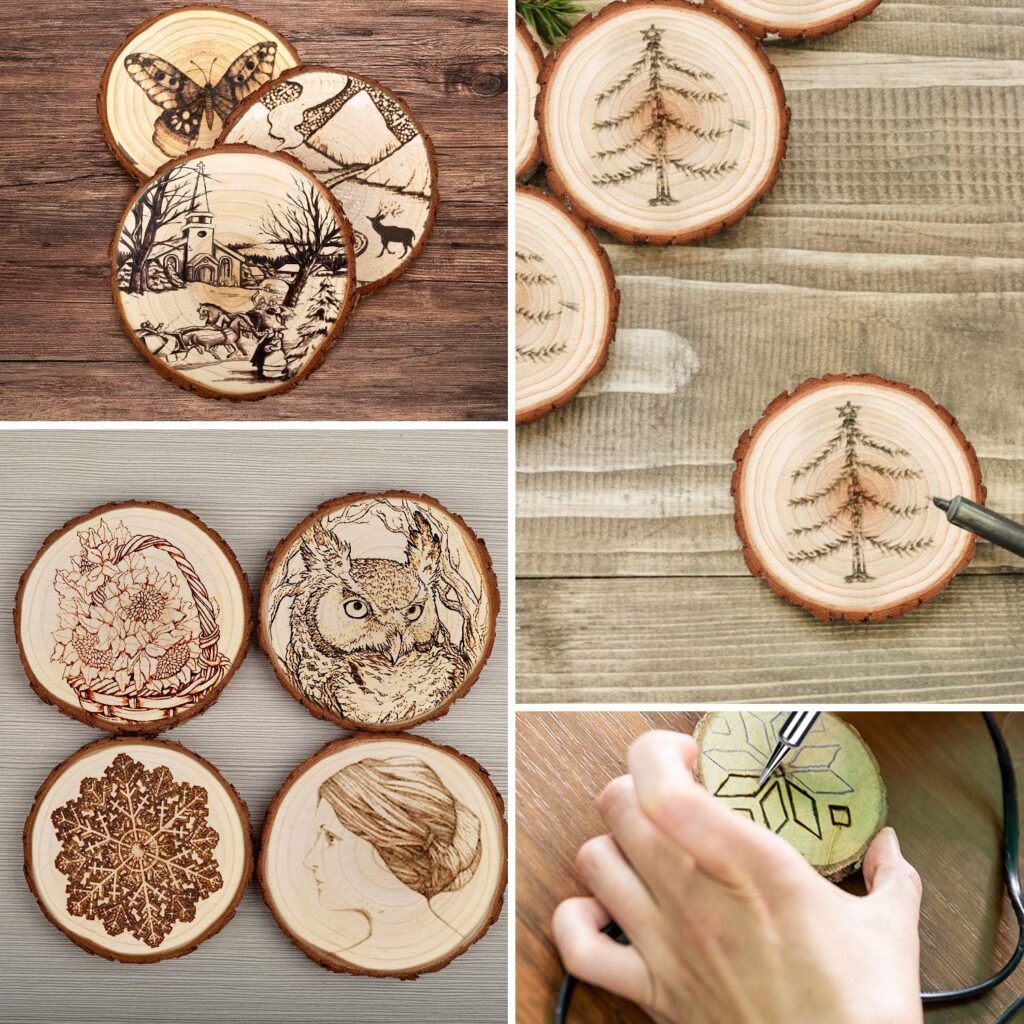 Unfinished Natural Wood Slices with Bark - 20 Pcs 3.5-4 inch Wood Craft kit, DIY Kids Arts and Crafts Coasters Christmas Ornaments Rustic Wedding Decorations