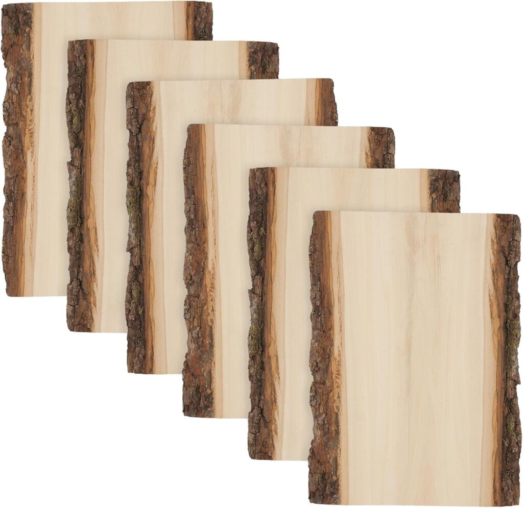 Walnut Hollow Basswood Plank Small with Live Edge Wood (Pack of 6) - for Wood Burning, Home Décor, and Rustic Weddings