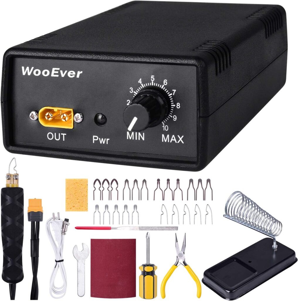 WooEver Professional Wood Burning Kit, Adjustable Temperature Control Wood Burning Tools with 20 Wire Tips Pyrography Machine for Wood Leather and Gourd - Black