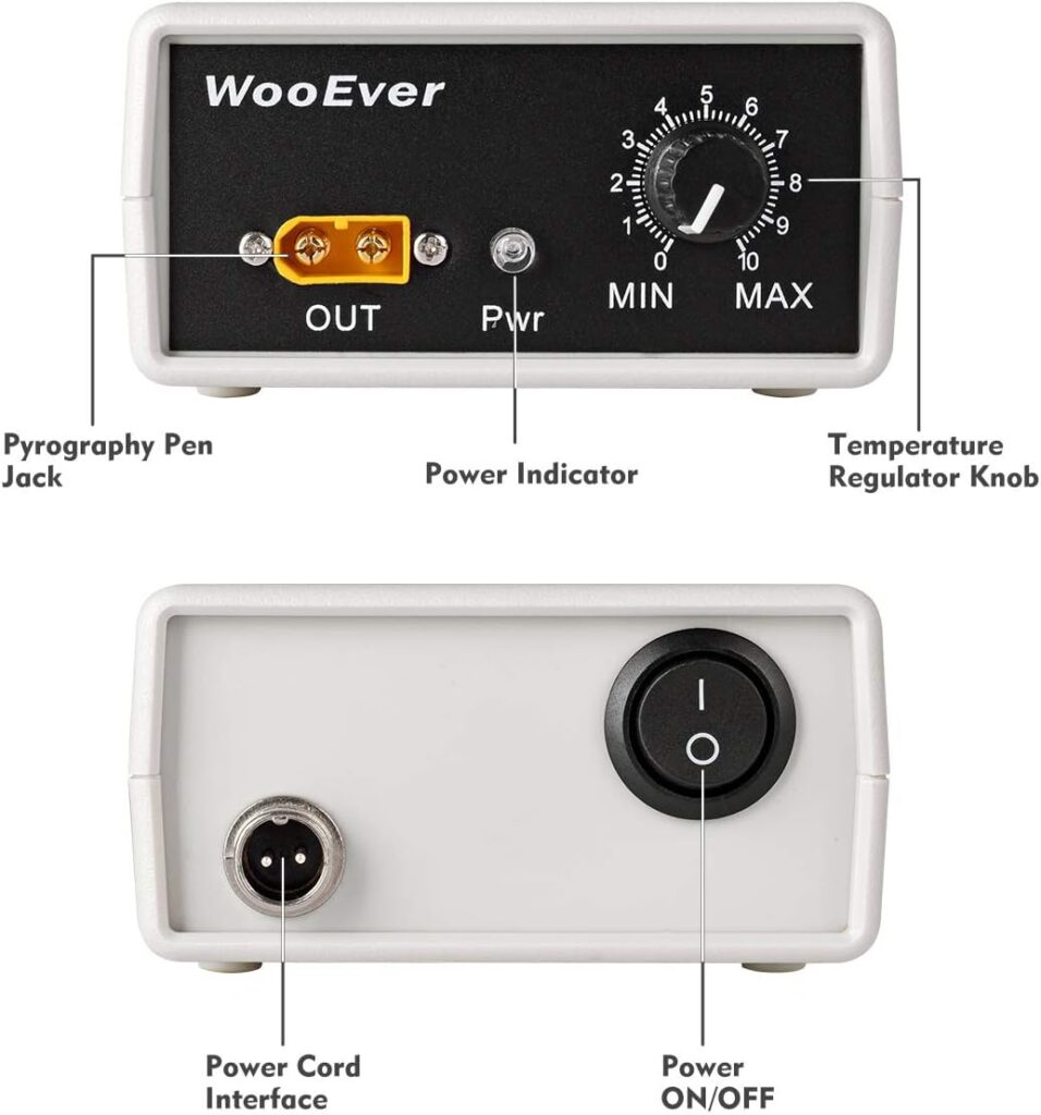 WooEver Professional Wood Burning Kit, Adjustable Temperature Control Wood Burning Tools with 20 Wire Tips Pyrography Machine for Wood Leather and Gourd - Black