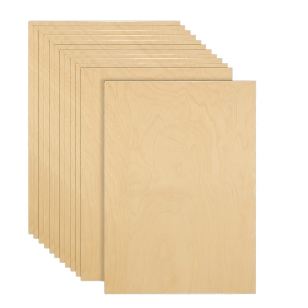 12Pcs 16 x 12 x 1/16 Inch Baltic Birch Plywood Sheets Unfinished Plywood Sheet for Arts and Crafts, Painting, Pyrography, Wood Engraving, Wood Burning, Laser, Architectural Models