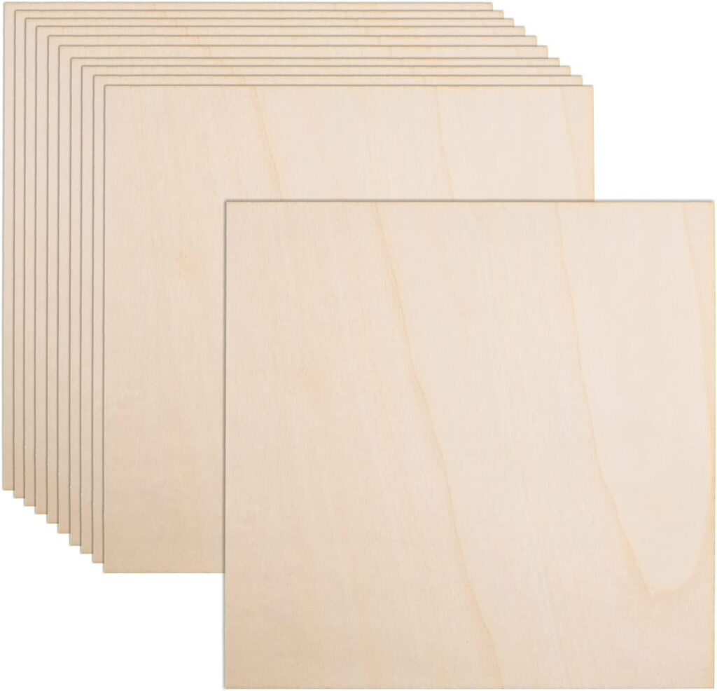 24 Pack Basswood Sheets 10 x 10 x 1/8 Inch- 3mm Thick Plywood Sheets Board Thin Unfinished Squares Wood Sheets for DIY Crafts, Laser Projects, Wood Burning, Architectural Models, Staining