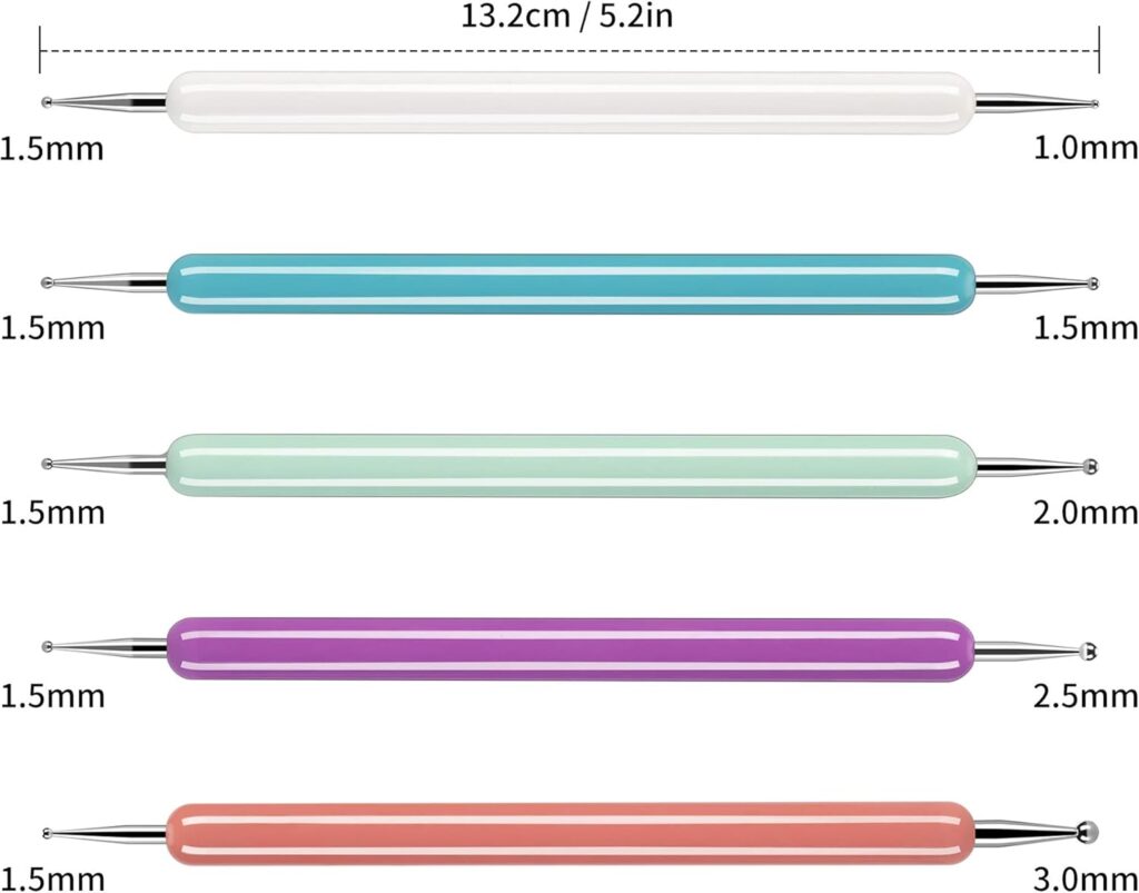 5 Pcs Pattern Tracing Stylus, Ball Embossing Stylus for Transfer Paper, Tracing Tools for Drawing, Embossing Tools for Paper, Art Dotting Tools for Nail Art, Ball Tip Clay Tools Sculpting Stylus