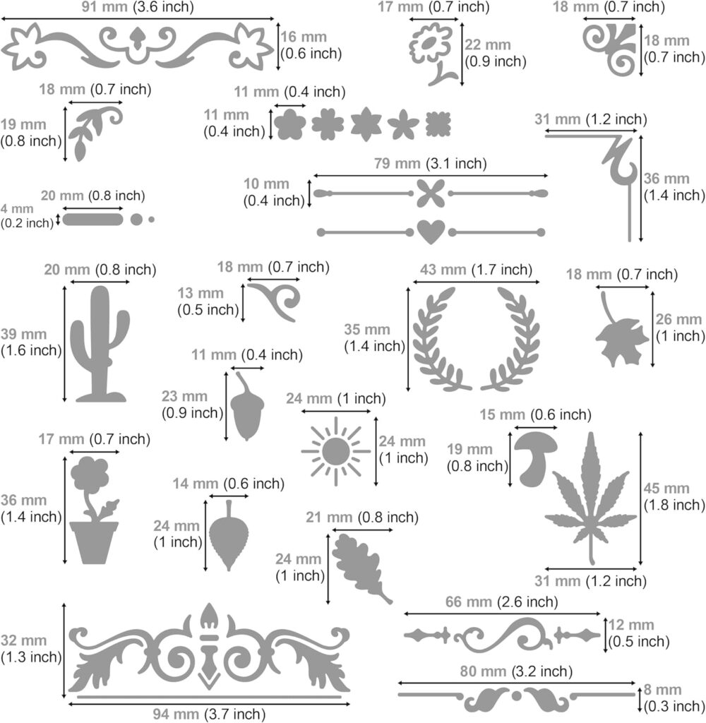 Aleks Melnyk No.1 Metal Journal Stencil, Wood Burning, Flower and Vines, Vintage, Cannabis, Finds Small Stencil Patterns, Pyrography, Engraving, Template for Painting on Wood, Bullet Journaling