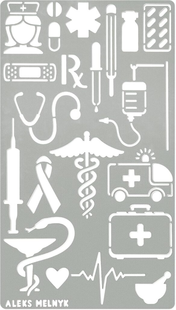 Aleks Melnyk No.11 Metal Journal Stencil, Medicine, Stainless Steel Stencil 1 PCS, Template Tool for Wood Burning, Pyrography and Engraving, Scrapbooking, Crafting