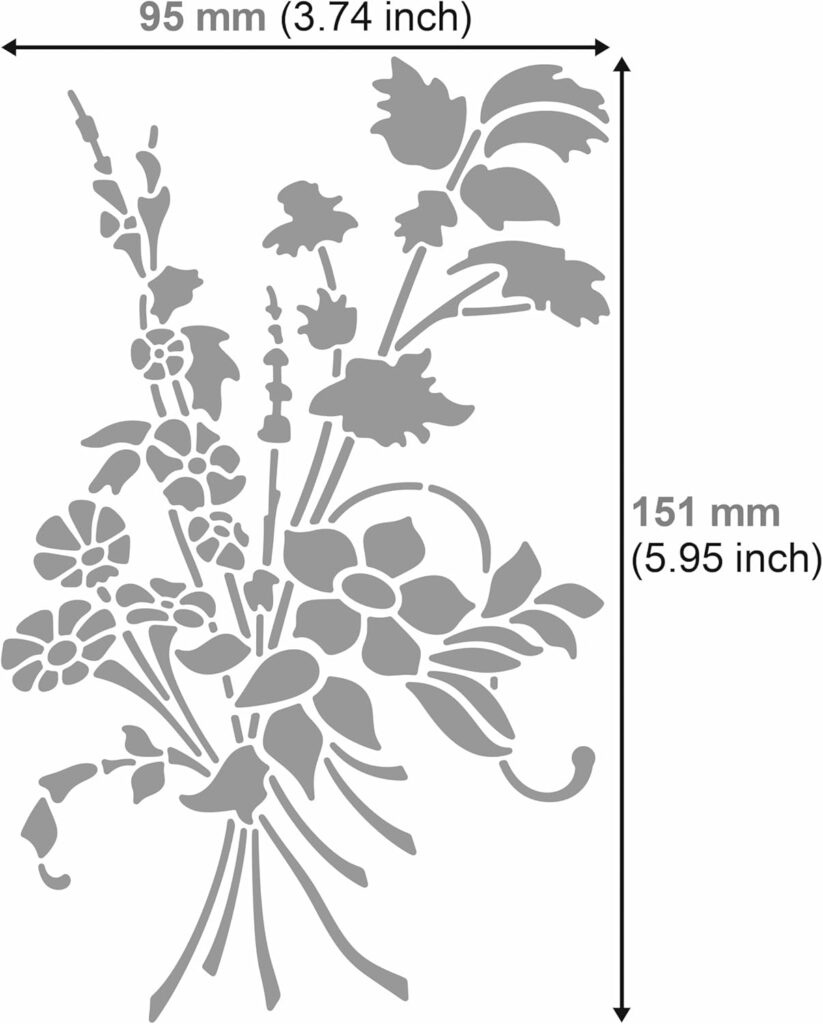 Aleks Melnyk No.274 Metal Stencil, Wild Flower Bouquet, Leaf Blossom, Small Stencil, 1 PCS, Template for Wood Burning, Engraving, Crafting, Scrapbook, Art