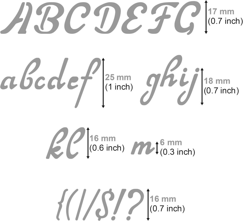 Aleks Melnyk No.34.2 Metal Wood Burning Alphabet and Number Stencil, Letter Template, Journal Stencil for Engraving Wood and Pattern, Bullet Journaling