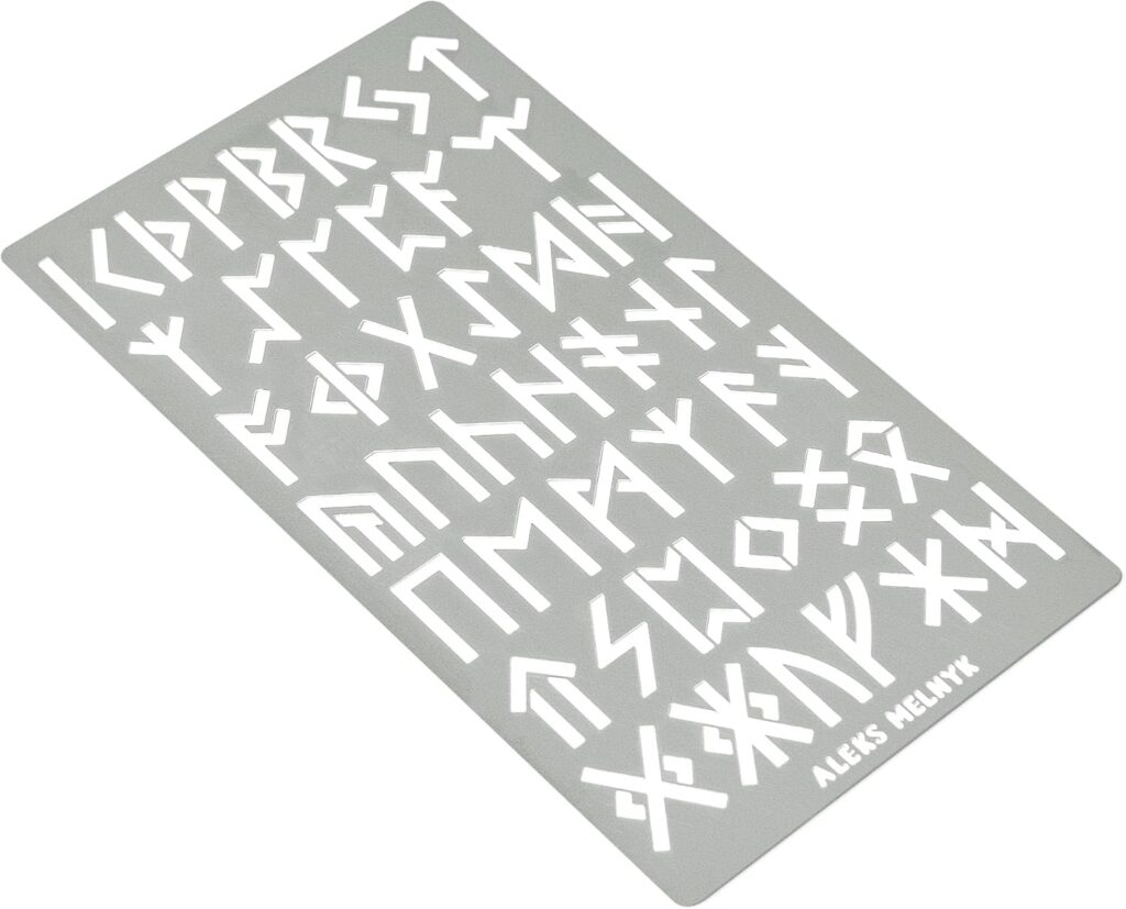 Aleks Melnyk No.35 Metal Stencil, Elder Futhark Runes, Ancient Alphabet, Sigil Magic Alphabet Stencil 1 PC, Template for Wood Burning, Pyrography Engraving, Wicca Stencil, Bookmark