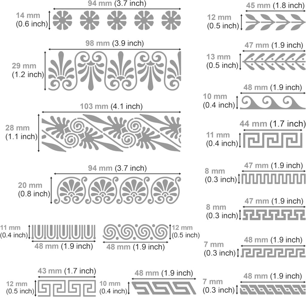 Aleks Melnyk No.36.3 Metal Journal Stencil, Greek Key, Border, Meander, Ornaments, Stainless Steel Stencil, Template Tool for Wood Burning, Pyrography and Engraving, Bullet Journaling, Crafting, DIY