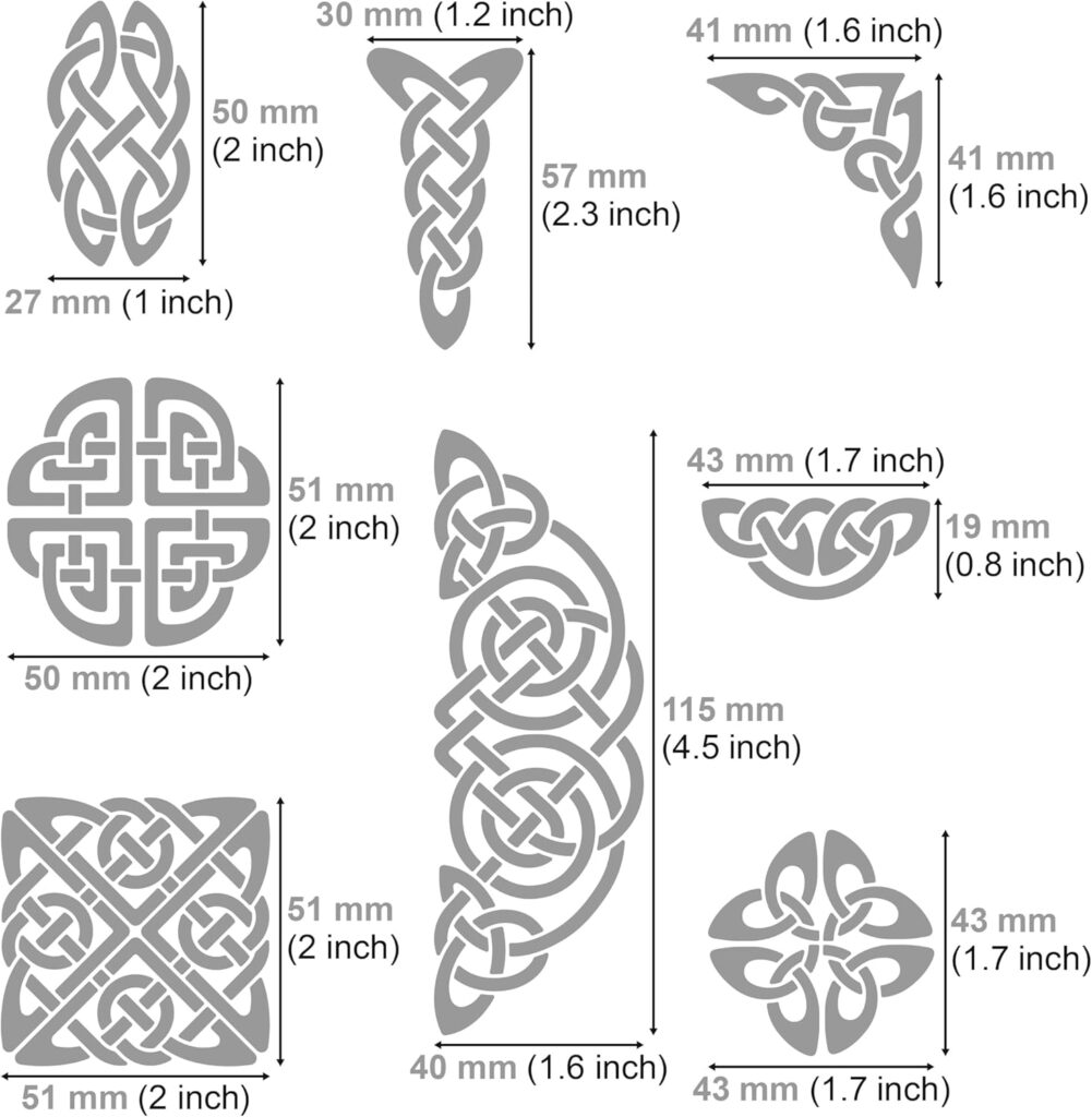 Aleks Melnyk No.37.2 Metal Journal Stencil, Pyrography Celtic Patterns, Wicca Stencil, Celtic Knot Stencil, Viking Stencil, Wood Burning Template, Wood Carving Stencil, Bullet Journaling