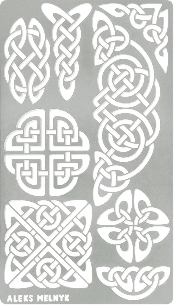 Aleks Melnyk No.37.2 Metal Journal Stencil, Pyrography Celtic Patterns, Wicca Stencil, Celtic Knot Stencil, Viking Stencil, Wood Burning Template, Wood Carving Stencil, Bullet Journaling