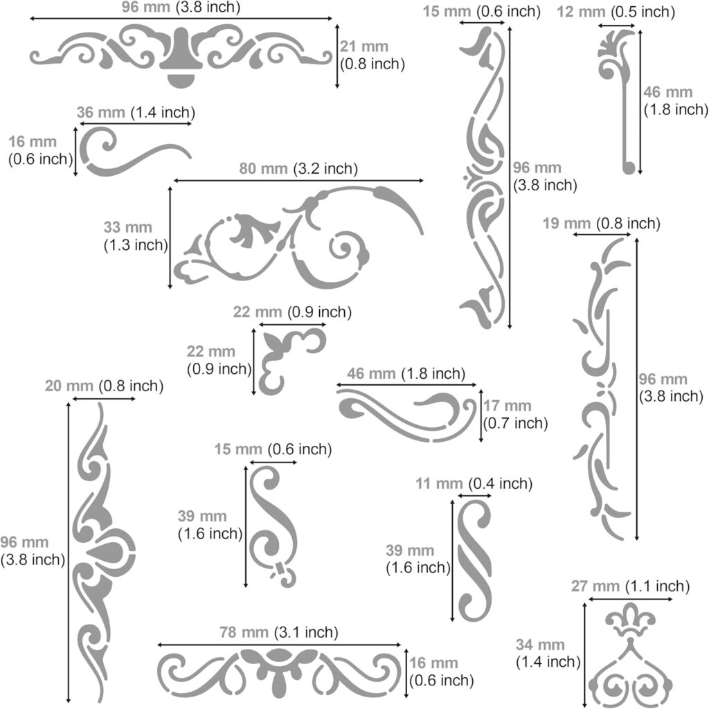 Aleks Melnyk No.4 Metal Journal Stencil, Wood Burning, Flowers and Vines, Ornament, Vintage, Stencil Patterns, Pyrography, Engraving, Template for Painting on Wood, Furniture Crafts, Bullet Journaling