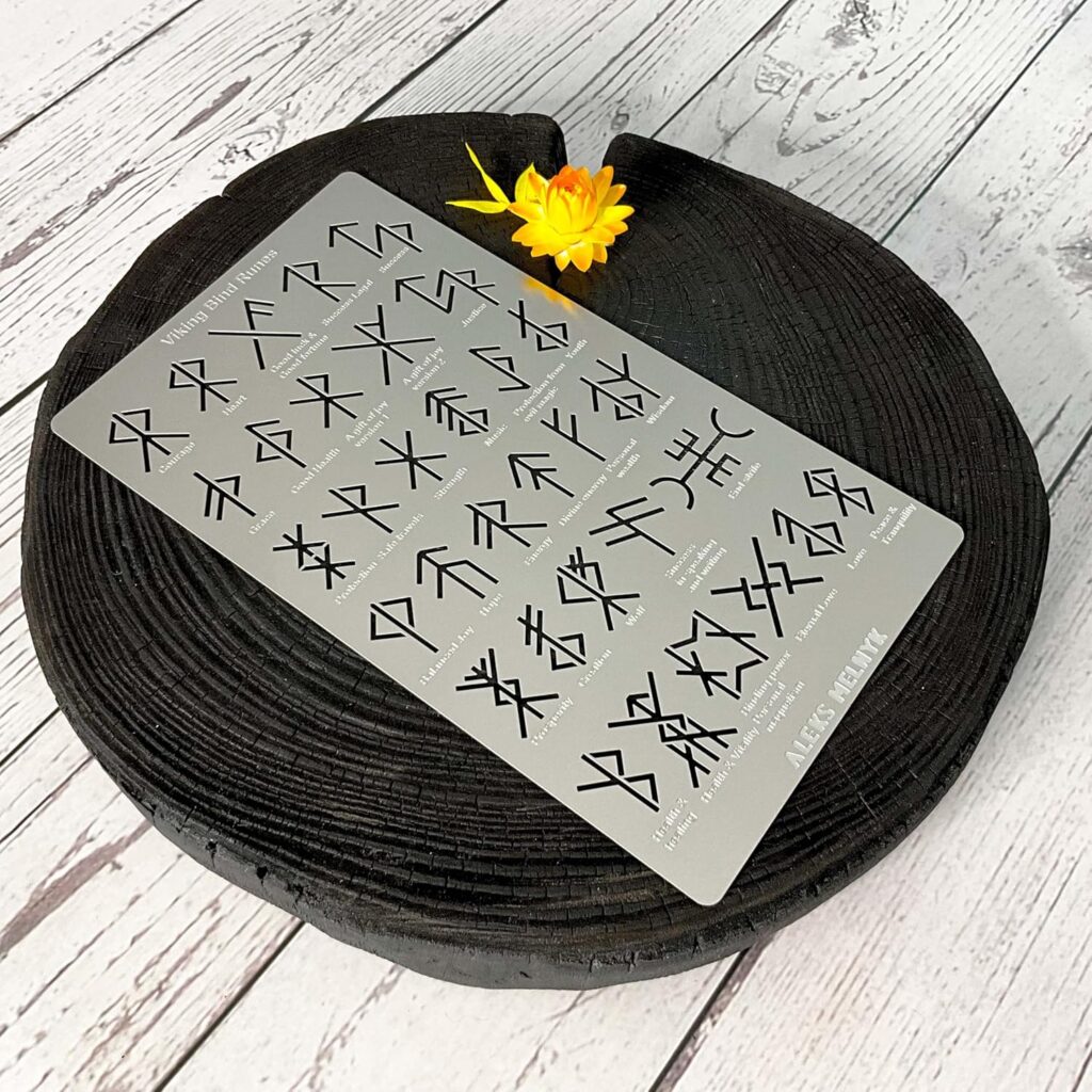 Aleks Melnyk No.412 Metal Stencil, Viking Bind Runes Generator, Bindrune, Ancient Alphabet, Sigil Magic Alphabet Stencil 1 PC, Letter Template for Wood Burning, Pyrography, Wicca Stencil, Bookmark