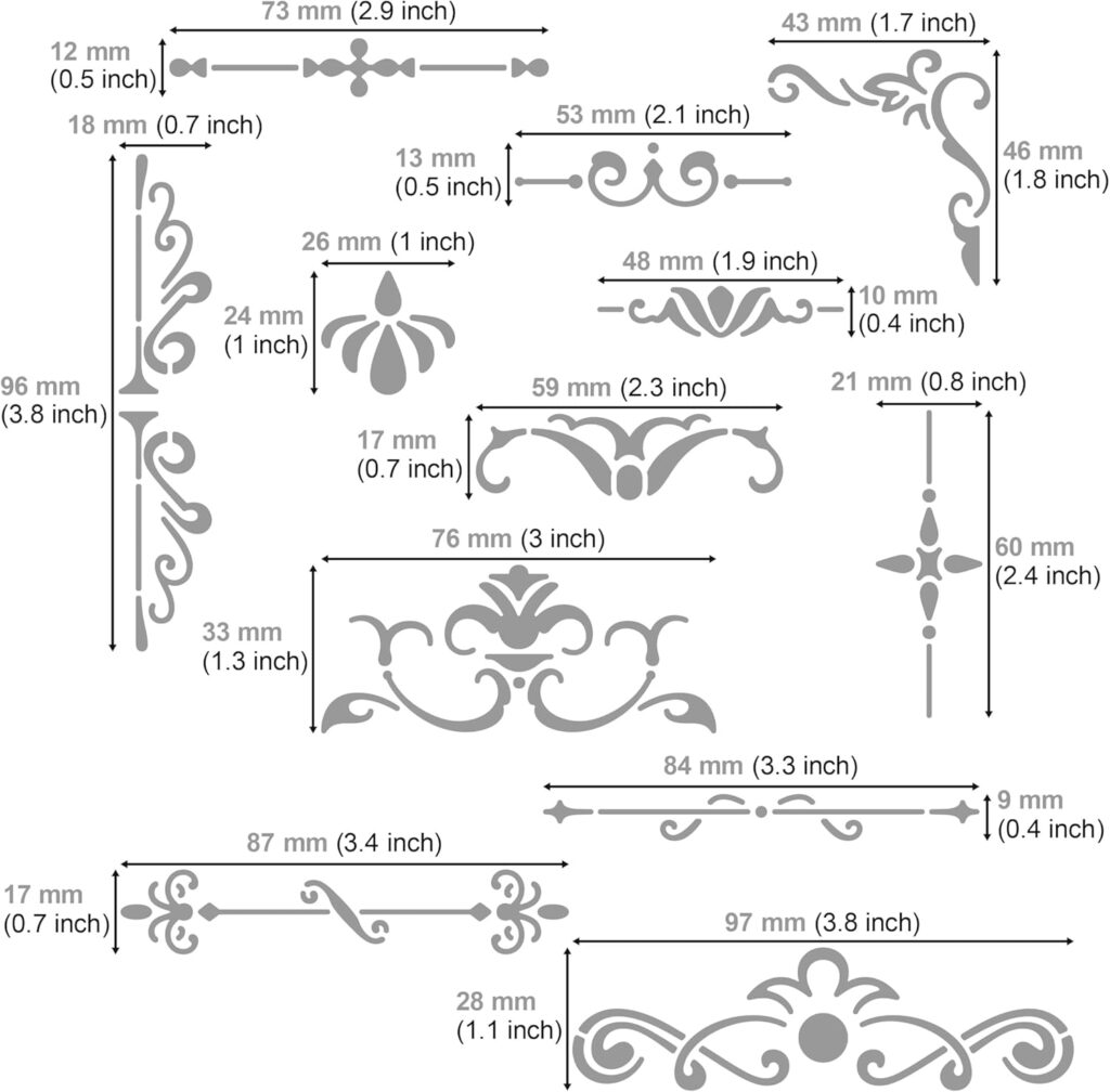 Aleks Melnyk No.5 Metal Journal Stencil, Wood Burning, Flowers and Vines, Ornament, Vintage, Stencil Patterns, Pyrography, Engraving, Template for Painting on Wood, Furniture Crafts, Bullet Journaling