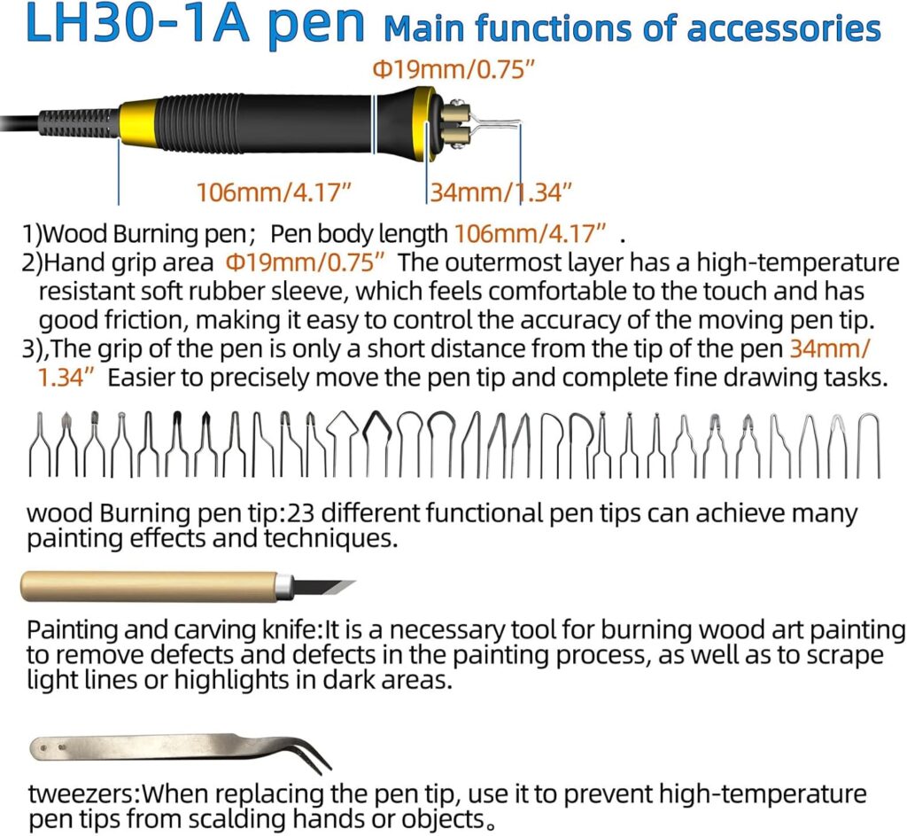 FIRElood LH30 Wood Burning Kit, Digitally Adjustable Temperature Wood Burner Pen Kit, Wood Burning Tool, Professional Wood Burner Tool Kit for Adults and Beginners Craft (LH30-2 New)