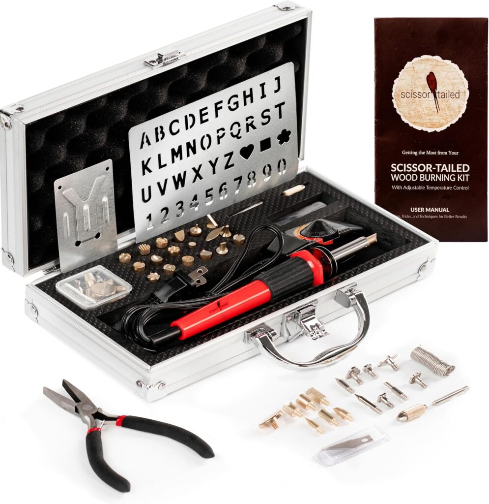 Premium Wood Burning Kit 42PCS | 36Tips, Adjustable Temperature Pen With Safety Stand, Metal StencilPliers.Free Deluxe Case  How To. Complete Gift For An Effortlessly Mastering The Art Of Pyrography