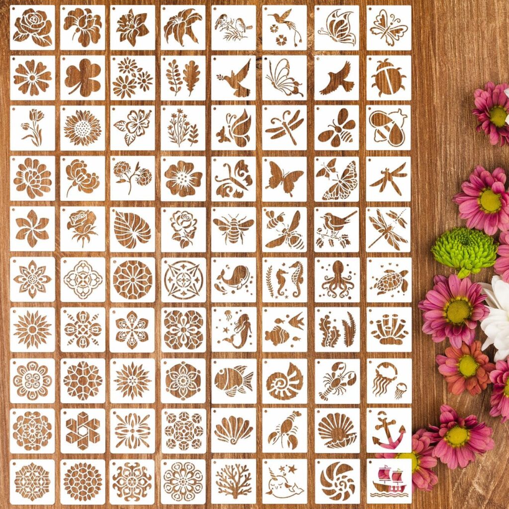 Stencils for Painting, 80PCS 3 Inch Plastic Small Stencils for Crafts Reusable, Rock Painting Stencils, Various Painting Stencils for Home Decor  DIY Projects