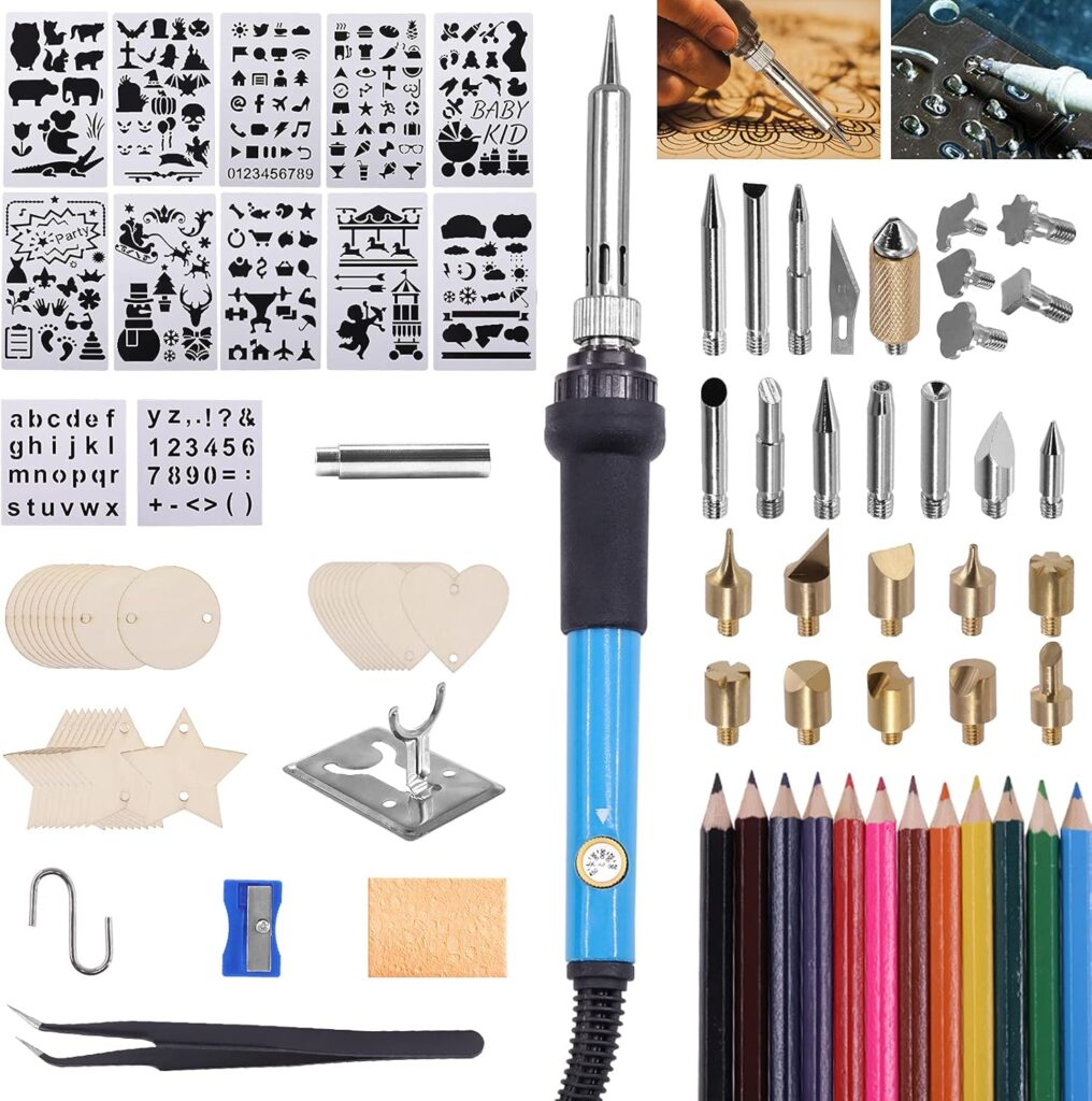 Tanstic 106Pcs Wood Burning Kit with Adjustable Temperature, Pyrography Wood Burning Pen Professional Wood Burning Tool for Carving/Soldering