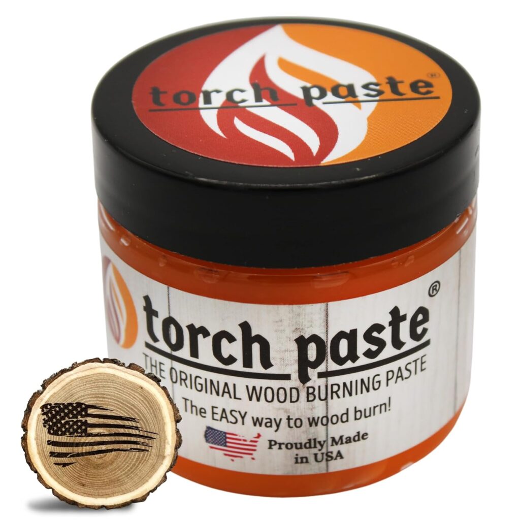 Torch Paste - The Original Wood Burning Paste | Made in USA | Heat Activated Non-Toxic Paste for Crafting  Stencil Wood Burning | Accurately  Easily Burn Designs on Wood, Canvas, Denim  More | 3 OZ