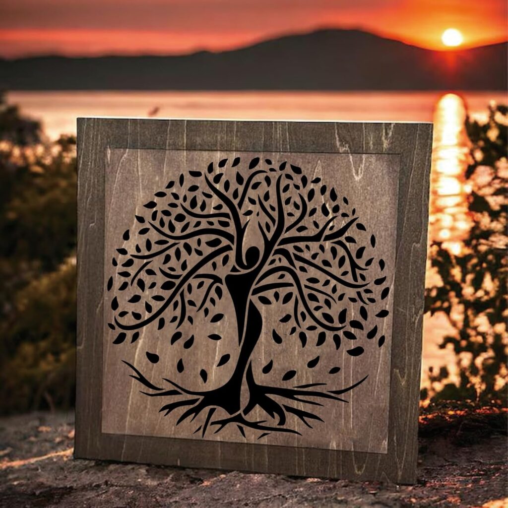 Tree Stencils for Painting on Wood, Tree of Life Stencils for Crafts Reusable Wood Burning Drawing Art Paint Stencils and Patterns for Wall Cake Cookie Canvas Furniture Paper