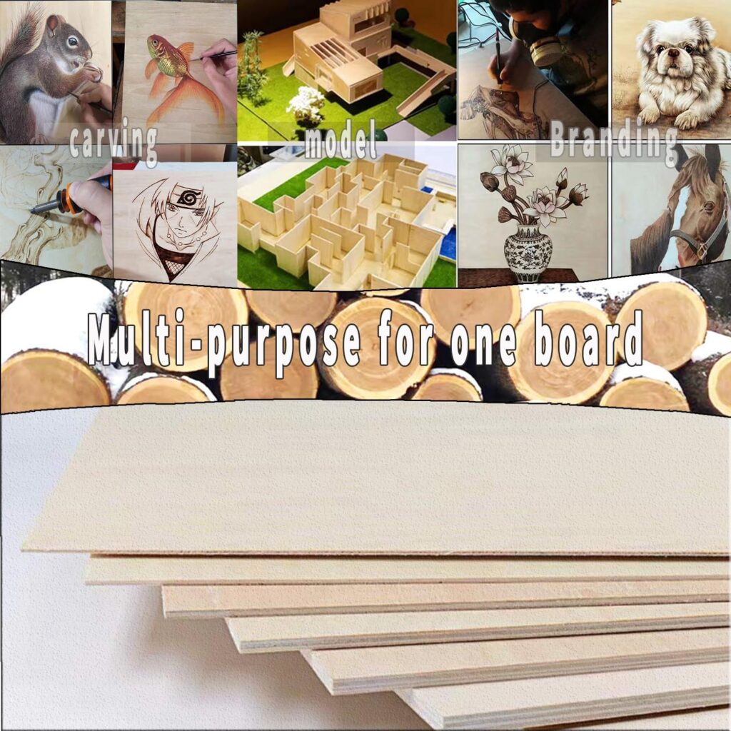 Unfinished Wood Pieces,30Pcs Basswood Sheets 12 x 8 Inch 1/16,Thin Plywood Wood Sheets for Crafts,Perfect for DIY Projects, Painting, Drawing, Laser, Wood Engraving, Wood Burning and CNC Cutting